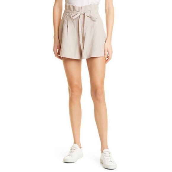 Express MIDI Extreme High Rise Shorts Khaki Tan Size 14 Linen Blend NEW - Picture 1 of 12
